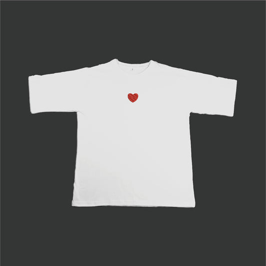 Heart Embroidered Oversize T-Shirt