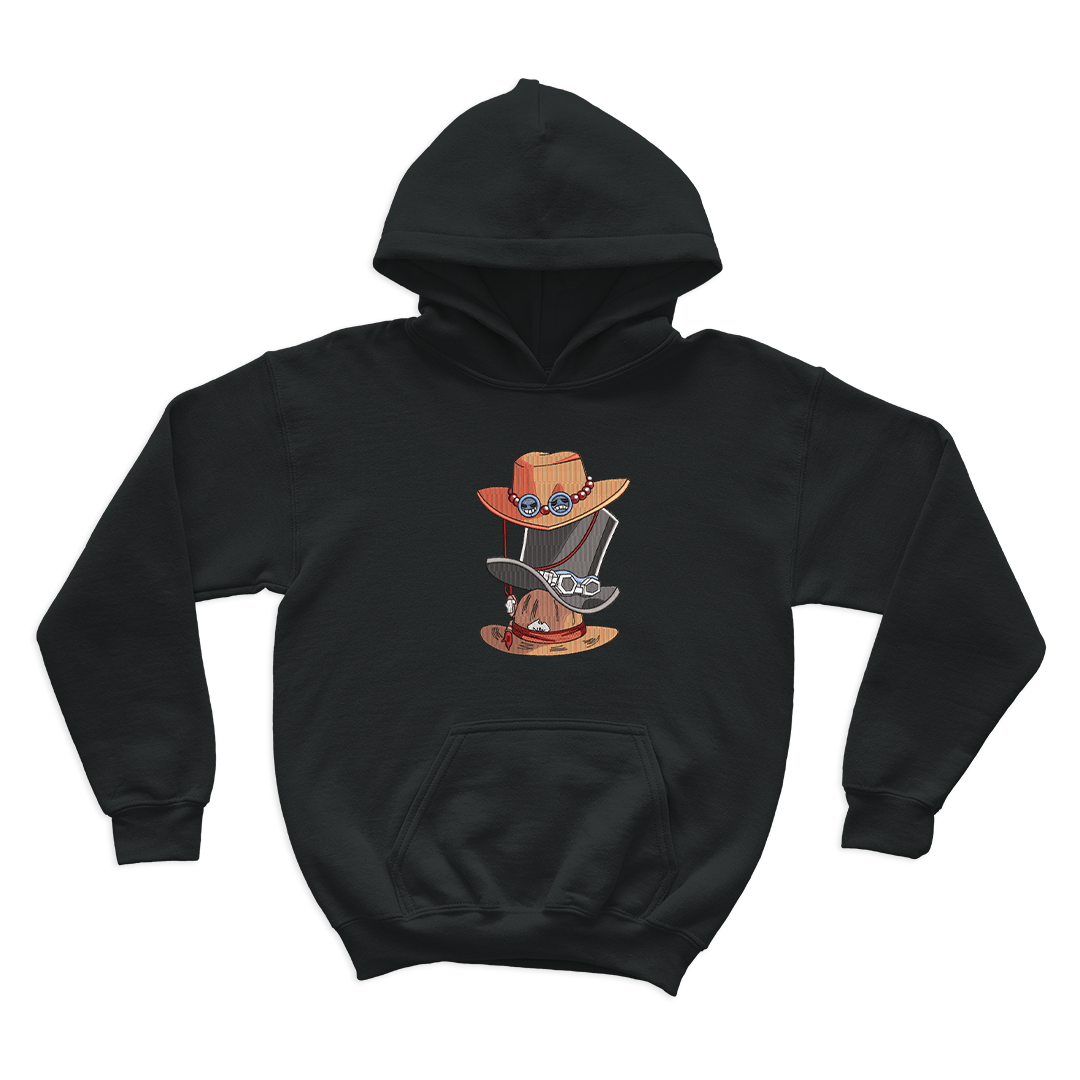 Luffy. Ace and Sabo Hats Embroidered Hoodie